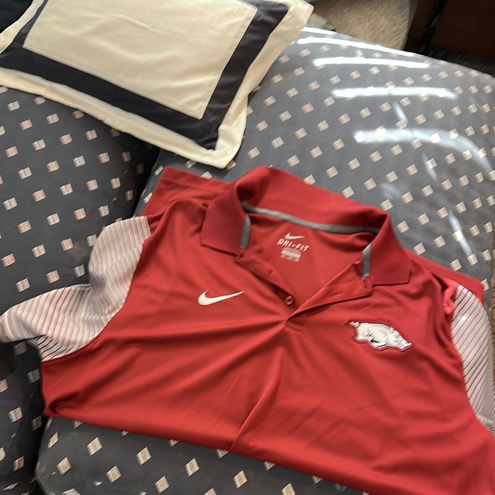 Nike Red and White Polo Shirt